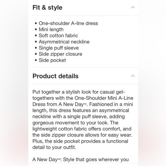Women's One Shoulder Mini A-Line Dress - A New Day™ Yellow new - Picture 5 of 6